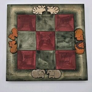 Tic Tac Toe Wooden Game Board Heavy Duty 8" Zoo Animals